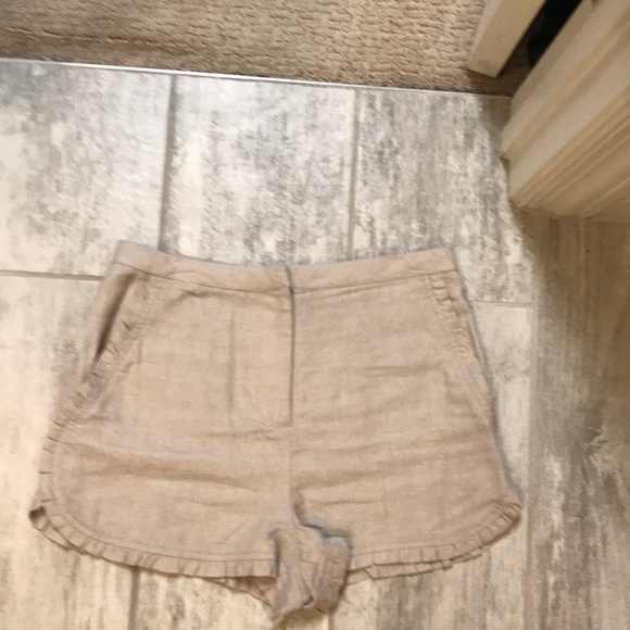 BP beige linen shorts with ruffle Sz Small - Picture 1 of 5